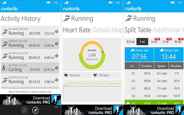 Runtastic App Features info